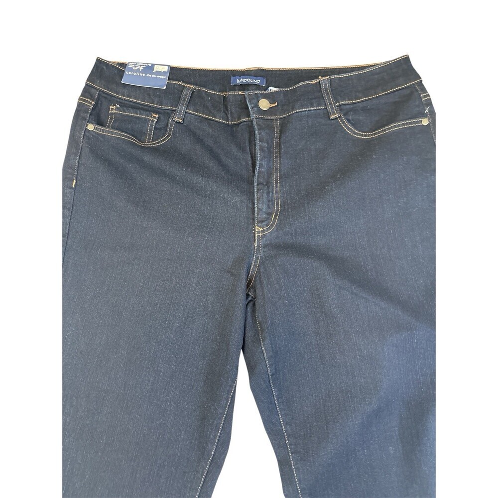 Bandolino Women Jeans Caroline Slim Straight Leg Pants Size 18 Dark Wash - Picture 3 of 6